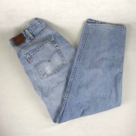 Levi's Denim - Vintage Levis 33/32 Red Tab Small e Leather Patch Faded Blue Jeans